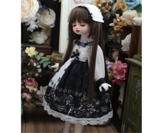 Black Dress & Hairband Set for BJD – 1/4, 1/6, MSD, Yosd, Blythe Doll Clothes
