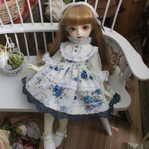 Blue BJD Dress with Headband for 1/3, 1/4, 1/6 Dolls – Fashion Doll Clothes