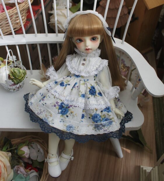Flower BJD Dress with Headband for 1/3, 1/6, 1/4 Dolls – Fashion Doll Clothes