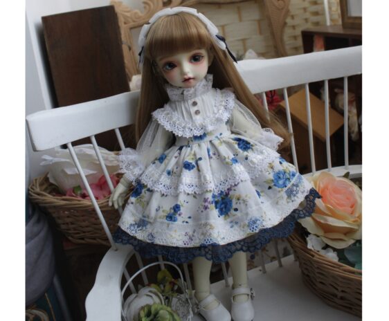 Flower BJD Dress with Headband for 1/3, 1/6, 1/4 Dolls – Fashion Doll Clothes