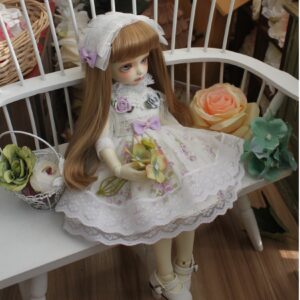 Flower BJD Dress with Headband for 1/3, 1/6, 1/4 Dolls – Fashion Doll Clothes