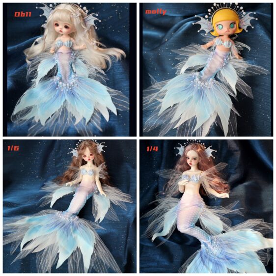 Handmade BJD Mermaid Dress – Stunning Doll Outfit with Tail