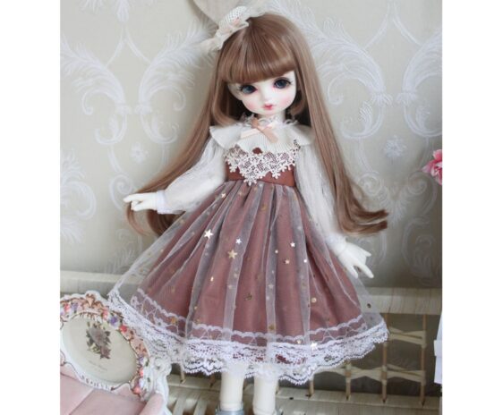 Handmade Lolita Dress for Blythe & BJD Dolls (1/6, 1/4, 1/3) with Hair Accessories