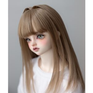 Hibal-an BJD Wig sa mga dalunggan sa iring - Medium nga dugay nga nag-istilo nga buhok