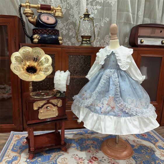 Lolita Princess Dress for 1/3 1/4 1/6 BJD & Blythe Dolls – With Hair Accessories
