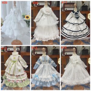 White Princess BJD Dress for 1/3, 1/4, ndi 1/6 Blythe zidole
