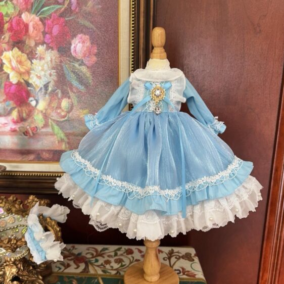 for 1/3 1/4 1/6 & Blythe Retro Lolita BJD Dress Set with Headwear - Image 2