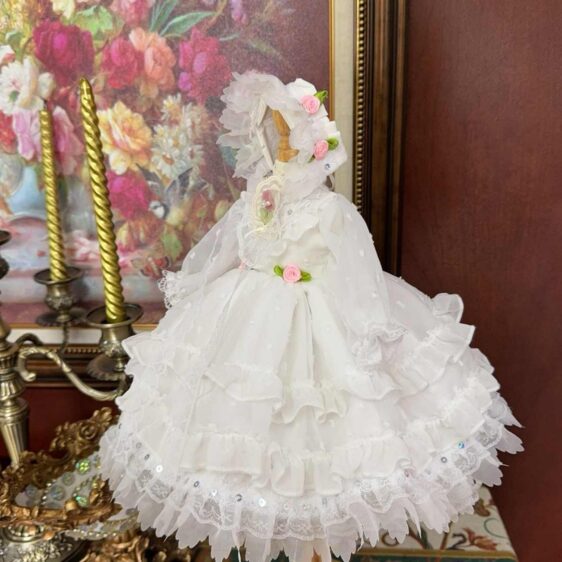 Lolita BJD Flower Fairy Dress with Lace & Headwear – Fits 1/3, 1/4, 1/6 Blythe Dolls - Image 5