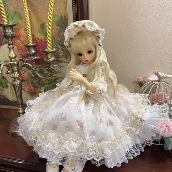 Lolita BJD Flower Fairy Dress with Lace & Headwear – Fits 1/3, 1/4, 1/6 Blythe Dolls - Image 3