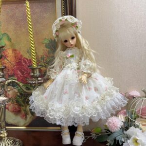 Lolita BJD Flower Fairy Dress with Lace & Headwear – Fits 1/3, 1/4, 1/6 Blythe Molls