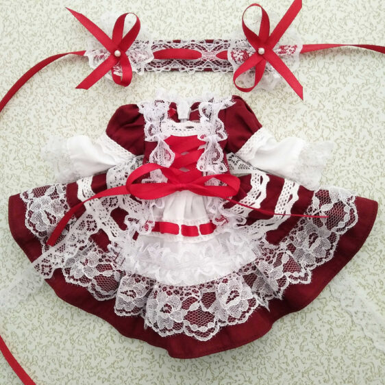 Red Gothic Lolita BJD Dress – Vintage Style for 1/3 1/4 1/6 Dolls