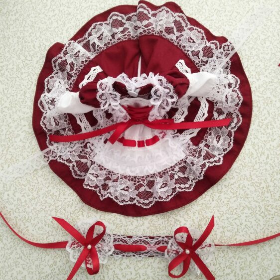 Red Gothic Lolita BJD Dress – Vintage Style for 1/3 1/4 1/6 Dolls - Image 3