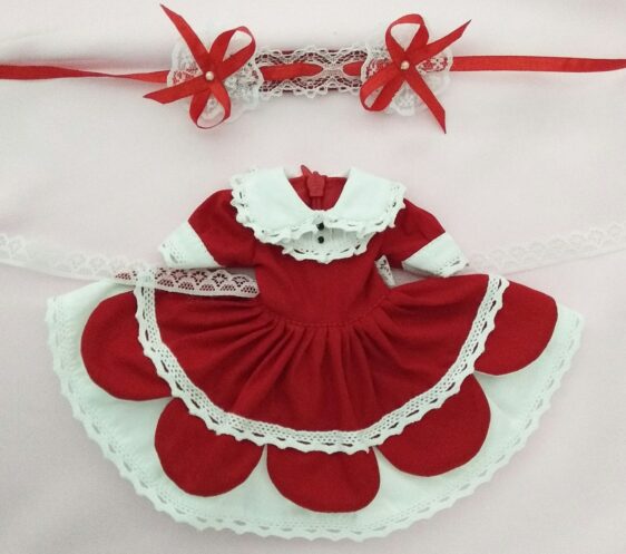 BJD Red & Black Lace Dress – Cute Contrast Style for 1/3 1/4 1/6 Dolls - 图片 4