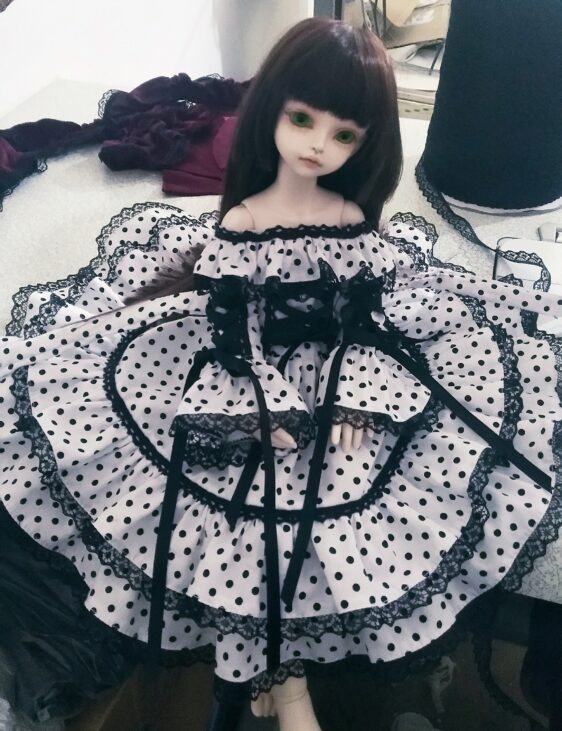 BJD Polka Dot Lolita Dress – Vintage Style for 1/3 1/4 1/6 Dolls - 图片 3