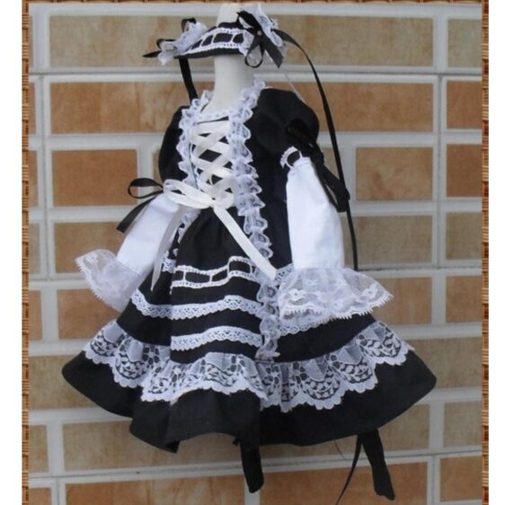 BJD Gothic Vintage Lace Dress – Retro Elegance for 1/2 1/3 1/4 1/6 Dolls