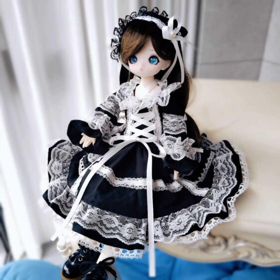 Vintage Gothic BJD Dress for 1/2, 1/3, 1/4, 1/6 Dolls – Retro Lace Style - Image 4