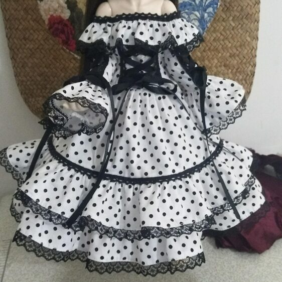 BJD Polka Dot Lolita Dress – Vintage Style for 1/3 1/4 1/6 Dolls - 图片 4